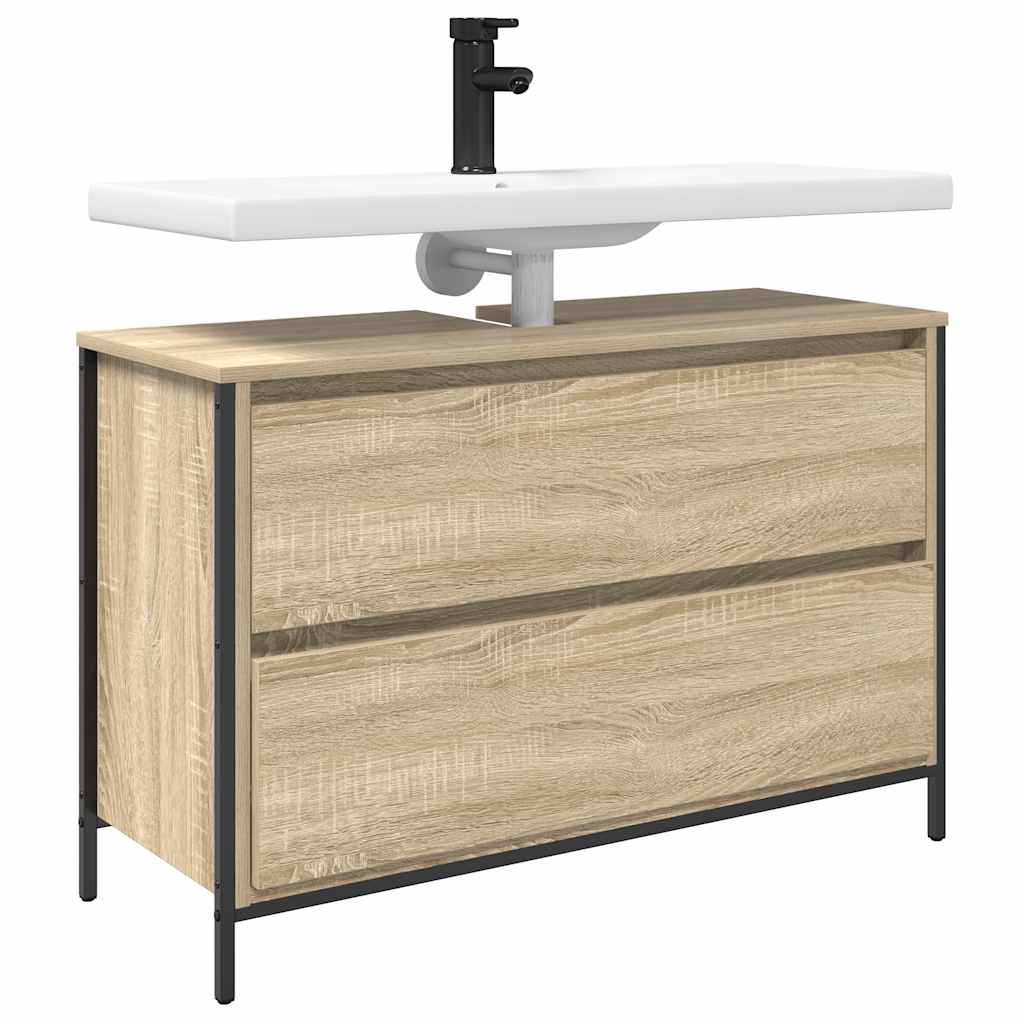 Mobile Lavabo Da Bagno Con Cassetti Rovere Sonoma 90X34,5X60 Cm
