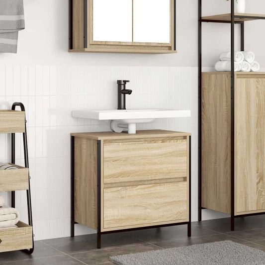 Mobile Lavabo Da Bagno Con Cassetti Rovere Sonoma 60X34,5X60 Cm