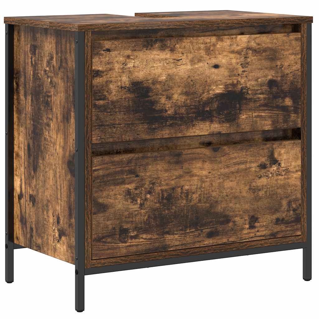 Mobile Lavabo Da Bagno Con Cassetti Rovere Fumo 60X34,5X60 Cm