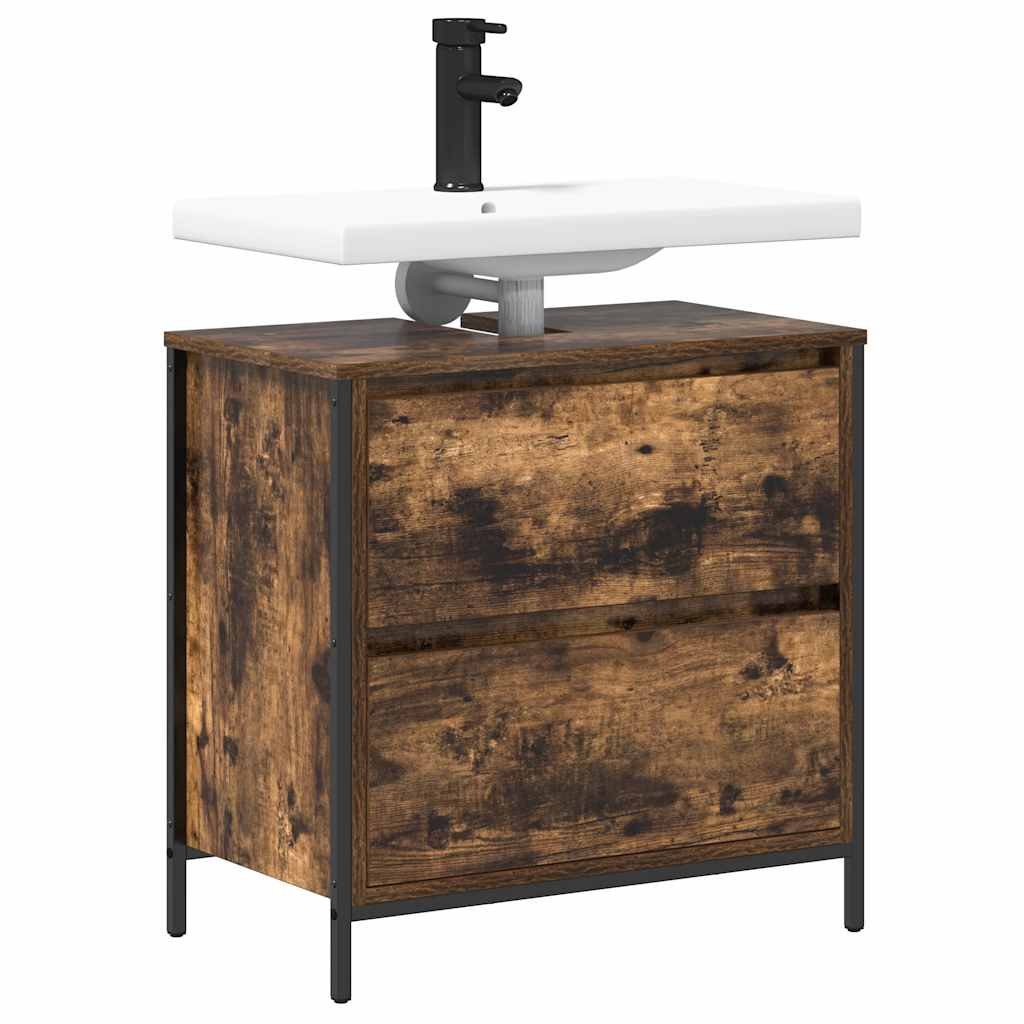 Mobile Lavabo Da Bagno Con Cassetti Rovere Fumo 60X34,5X60 Cm
