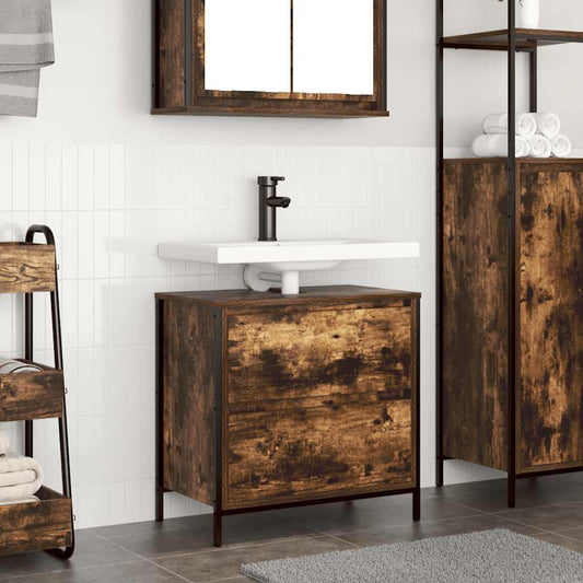 Mobile Lavabo Da Bagno Con Cassetti Rovere Fumo 60X34,5X60 Cm