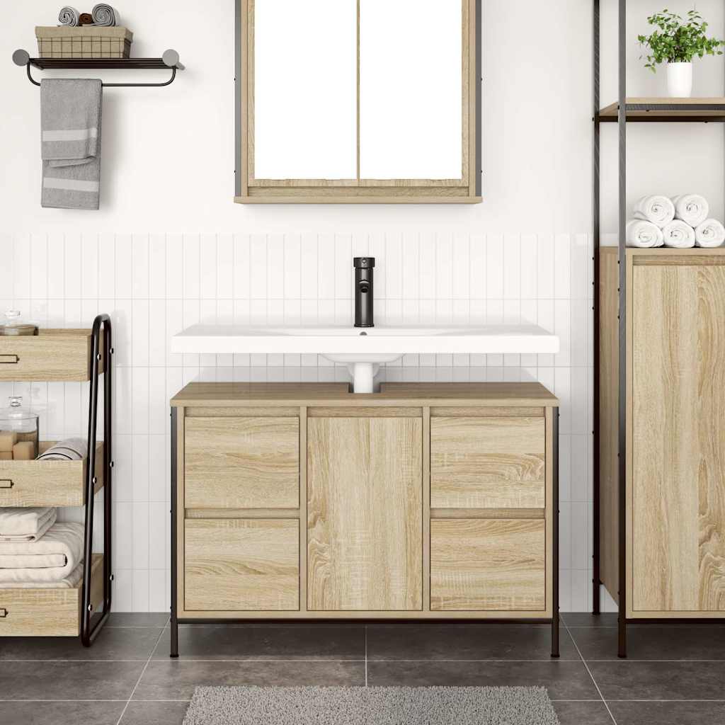 Mobile Lavabo Con Cassetti Rovere Sonoma 90X34,5X60 Cm