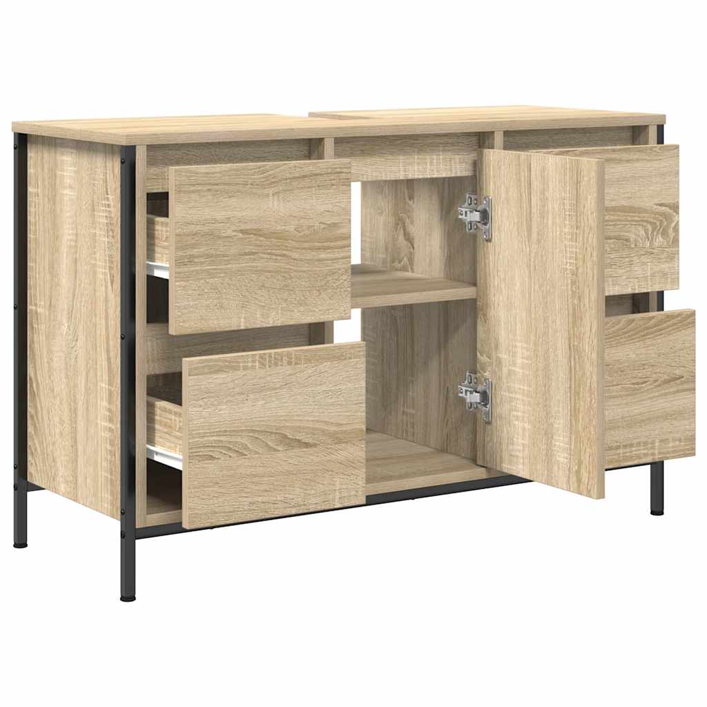 Mobile Lavabo Con Cassetti Rovere Sonoma 90X34,5X60 Cm