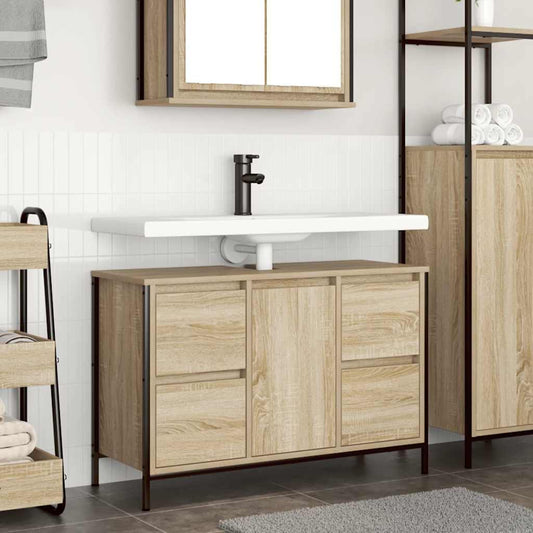 Mobile Lavabo Con Cassetti Rovere Sonoma 90X34,5X60 Cm
