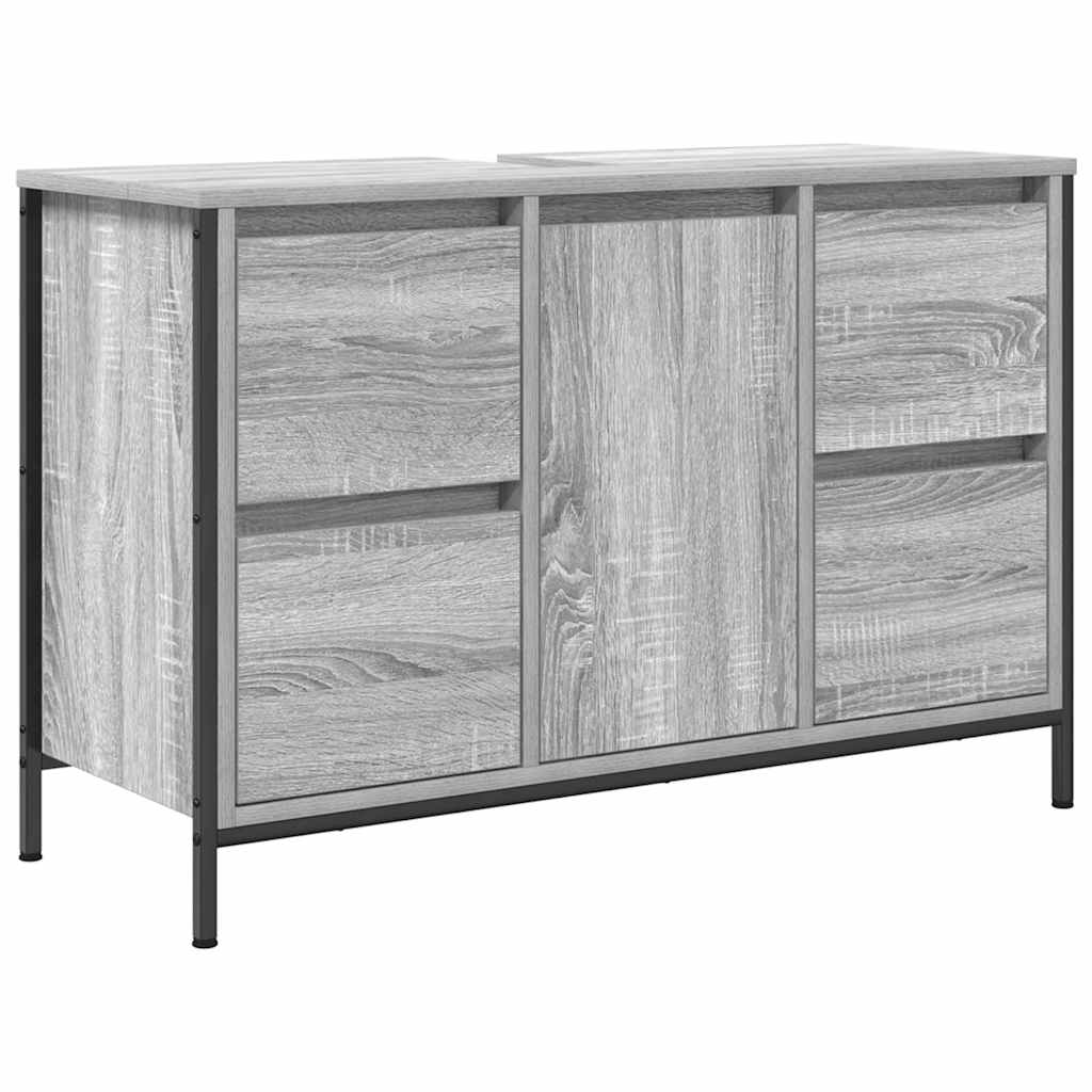 Mobile Lavabo Con Cassetti Grigio Sonoma 90X34,5X60 Cm