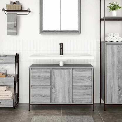 Mobile Lavabo Con Cassetti Grigio Sonoma 90X34,5X60 Cm