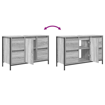Mobile Lavabo Con Cassetti Grigio Sonoma 90X34,5X60 Cm
