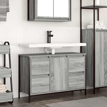 Mobile Lavabo Con Cassetti Grigio Sonoma 90X34,5X60 Cm