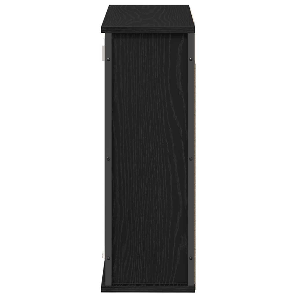 Pensile Da Bagno Con Specchio Rovere Nero 60X21X60 Cm