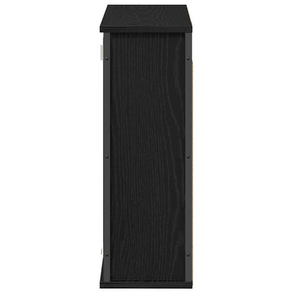 Pensile Da Bagno Con Specchio Rovere Nero 60X21X60 Cm
