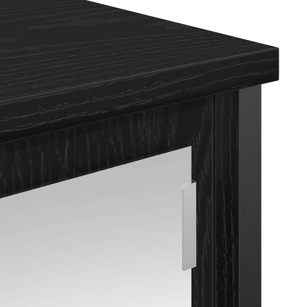 Pensile Da Bagno Con Specchio Rovere Nero 60X21X60 Cm