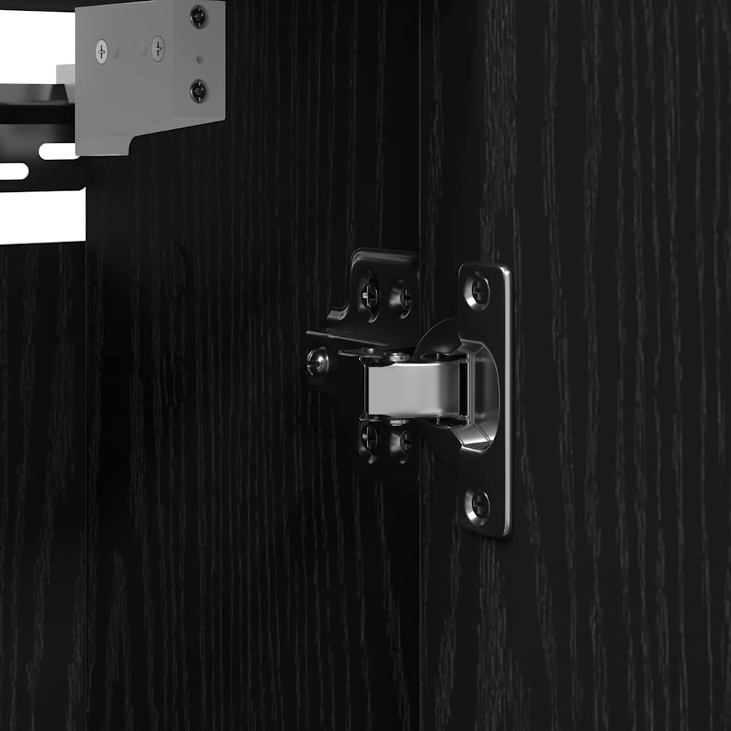 Pensile Da Bagno Con Specchio Rovere Nero 60X21X60 Cm