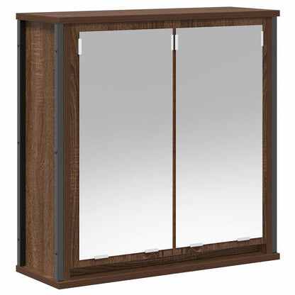Pensile Da Bagno Con Specchio Rovere Marrone 60X21X60 Cm