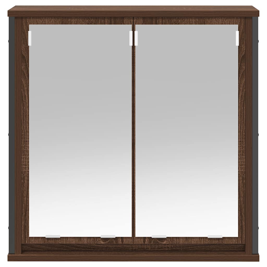 Pensile Da Bagno Con Specchio Rovere Marrone 60X21X60 Cm