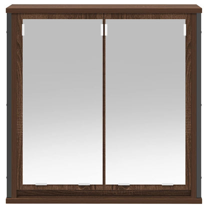 Pensile Da Bagno Con Specchio Rovere Marrone 60X21X60 Cm