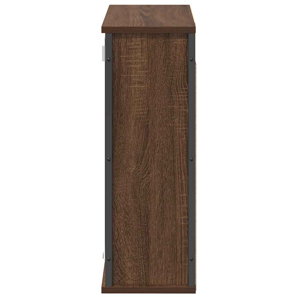 Pensile Da Bagno Con Specchio Rovere Marrone 60X21X60 Cm