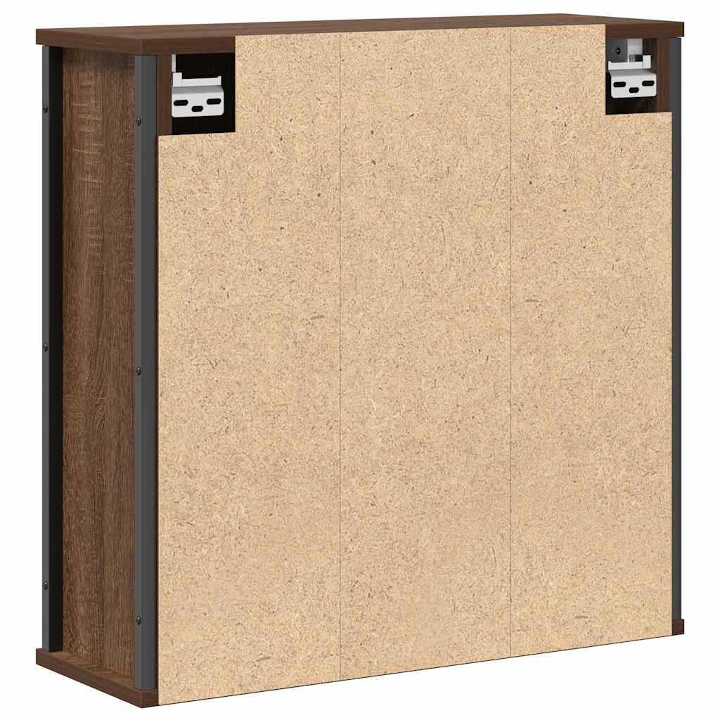 Pensile Da Bagno Con Specchio Rovere Marrone 60X21X60 Cm