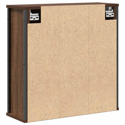 Pensile Da Bagno Con Specchio Rovere Marrone 60X21X60 Cm