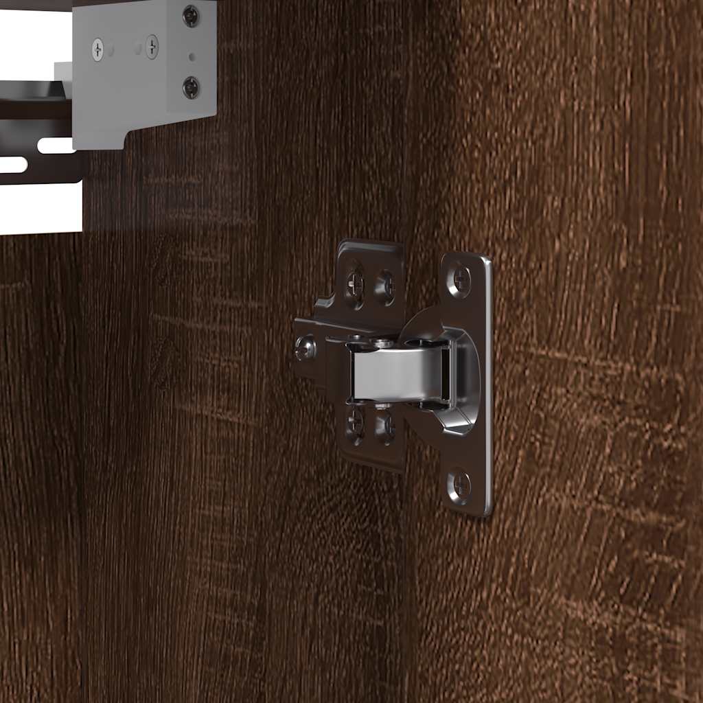 Pensile Da Bagno Con Specchio Rovere Marrone 60X21X60 Cm