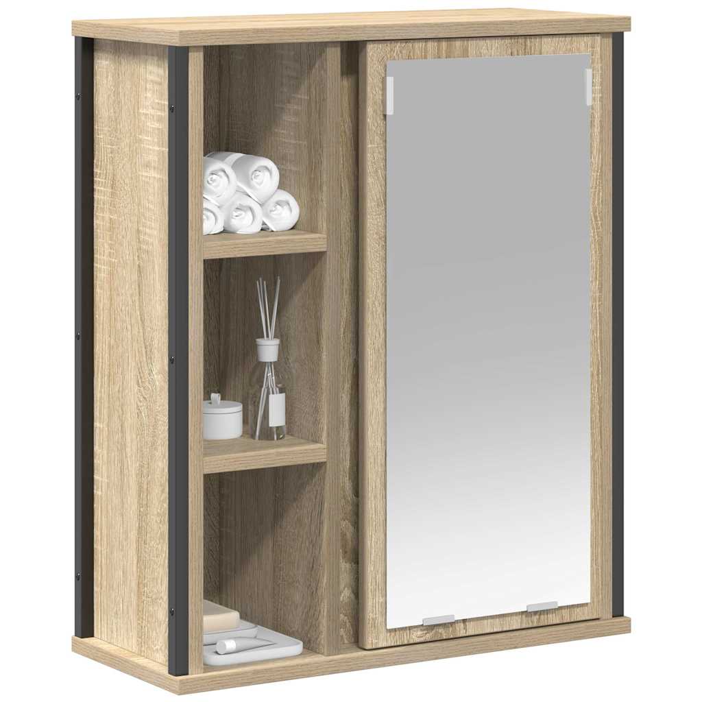 Pensile Da Bagno Con Specchio Rovere Sonoma 50X21X60 Cm