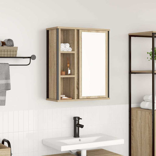 Pensile Da Bagno Con Specchio Rovere Sonoma 50X21X60 Cm