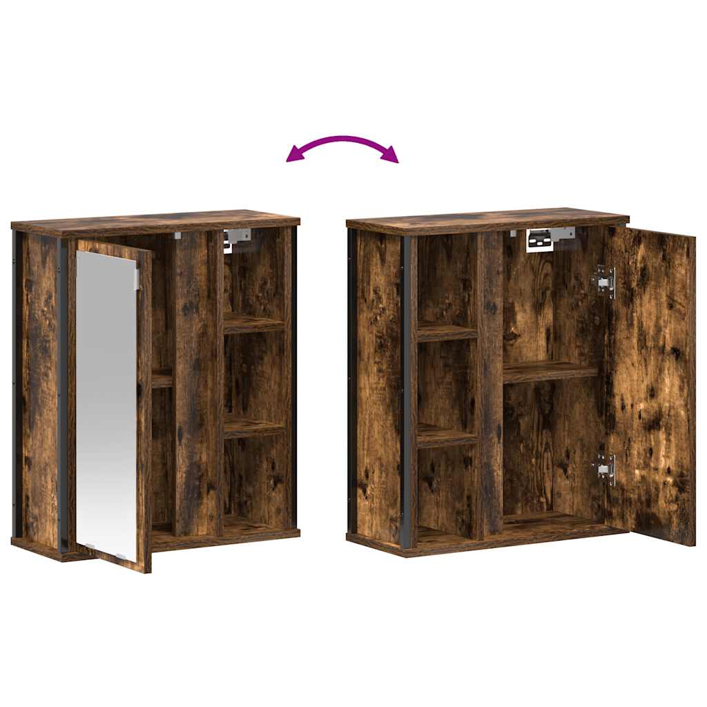 Pensile Da Bagno Con Specchio Rovere Fumo 50X21X60 Cm
