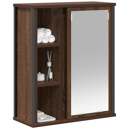 Pensile Da Bagno Con Specchio Rovere Marrone 50X21X60 Cm