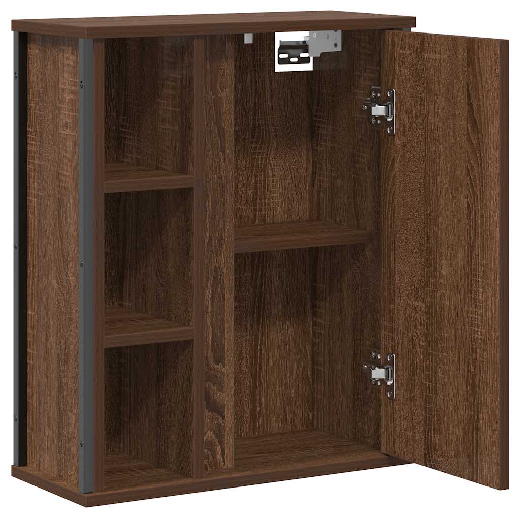 Pensile Da Bagno Con Specchio Rovere Marrone 50X21X60 Cm