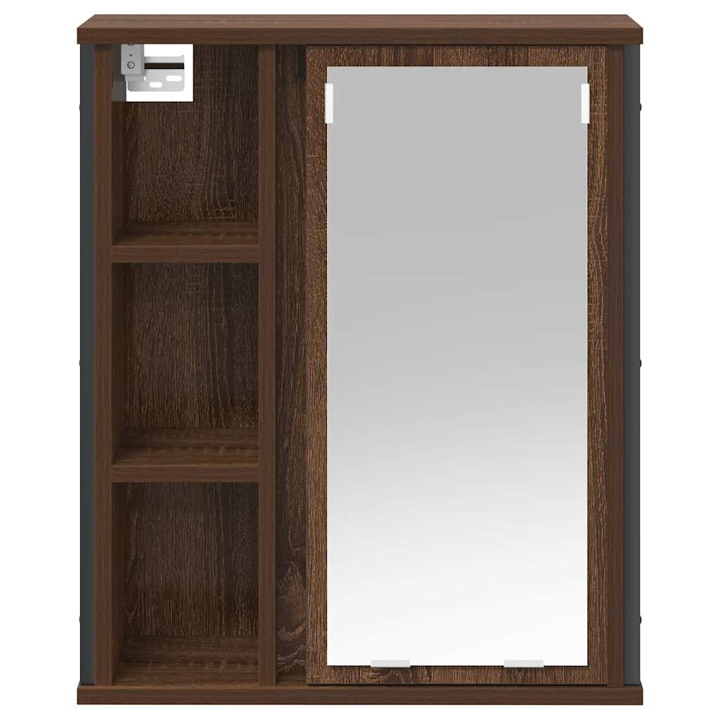 Pensile Da Bagno Con Specchio Rovere Marrone 50X21X60 Cm