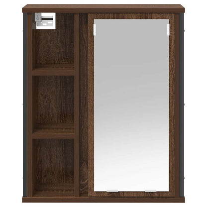Pensile Da Bagno Con Specchio Rovere Marrone 50X21X60 Cm