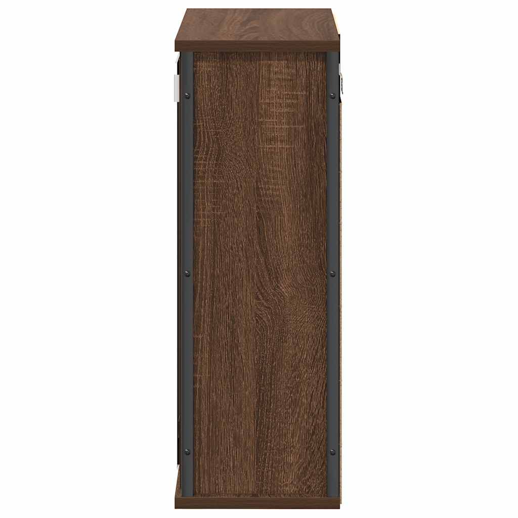 Pensile Da Bagno Con Specchio Rovere Marrone 50X21X60 Cm