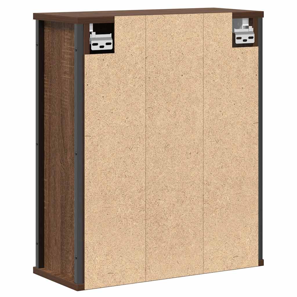 Pensile Da Bagno Con Specchio Rovere Marrone 50X21X60 Cm