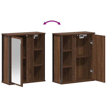 Pensile Da Bagno Con Specchio Rovere Marrone 50X21X60 Cm