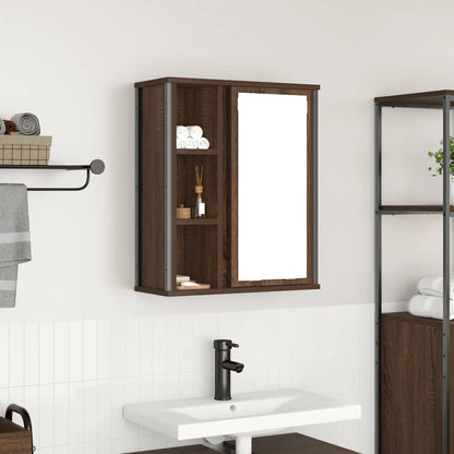 Pensile Da Bagno Con Specchio Rovere Marrone 50X21X60 Cm