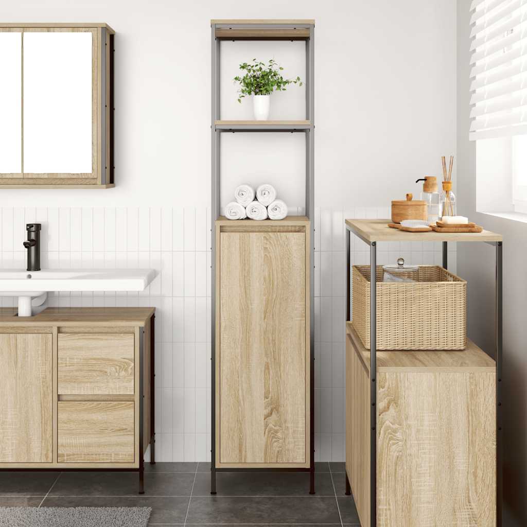 Mobile Da Bagno Con Ripiani Rovere Sonoma 36X35X165 Cm