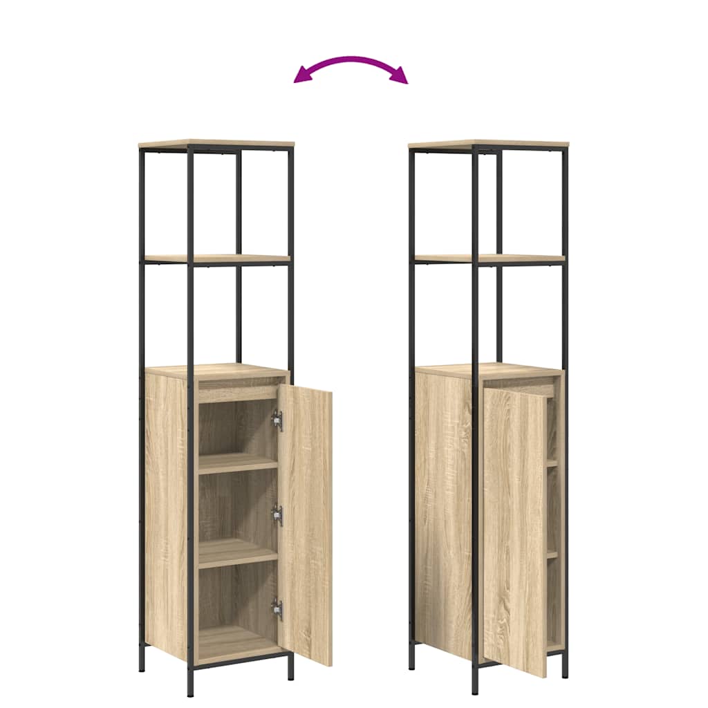 Mobile Da Bagno Con Ripiani Rovere Sonoma 36X35X165 Cm