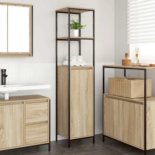 Mobile Da Bagno Con Ripiani Rovere Sonoma 36X35X165 Cm