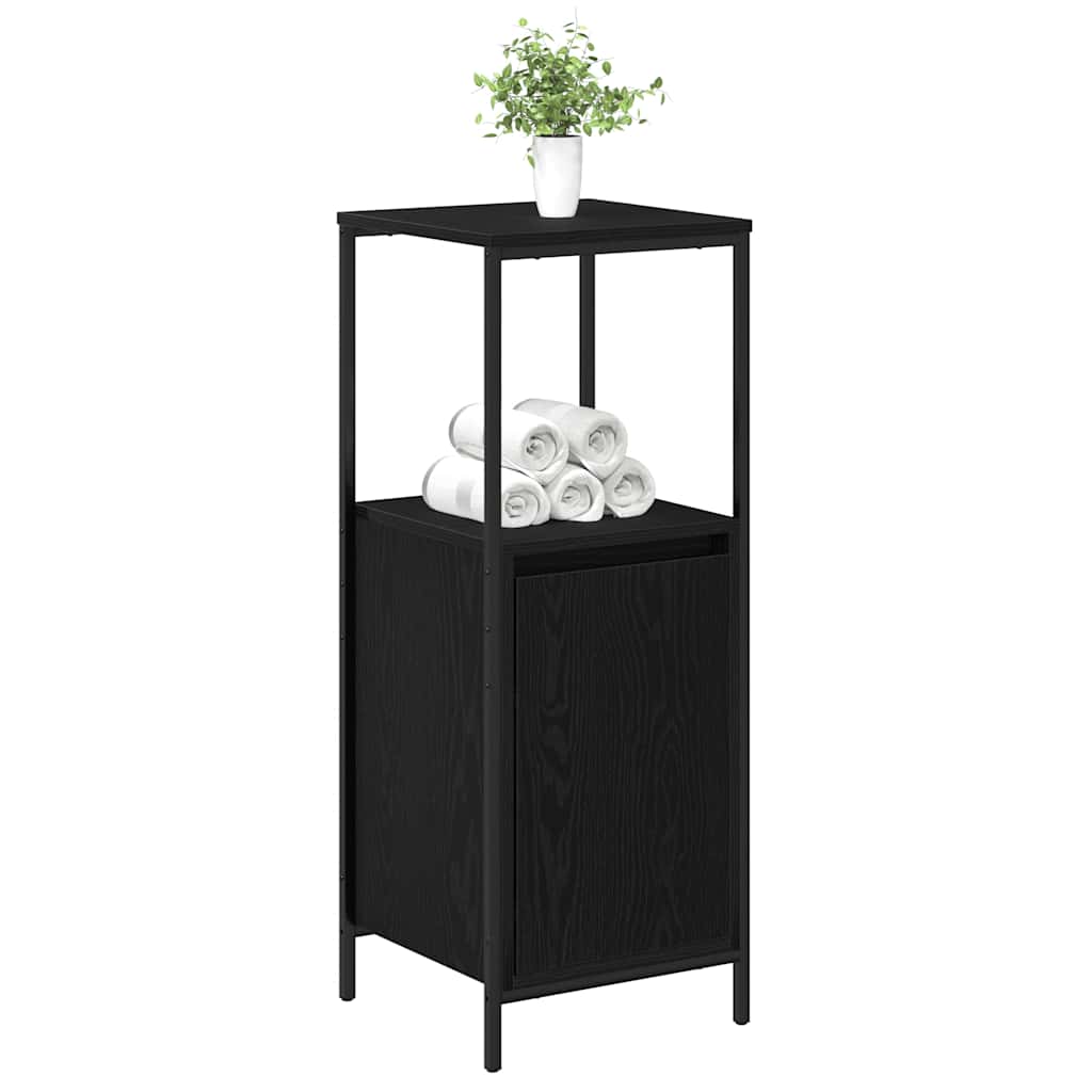 Mobile Da Bagno Con Ripiani Rovere Nero 36X35X95 Cm