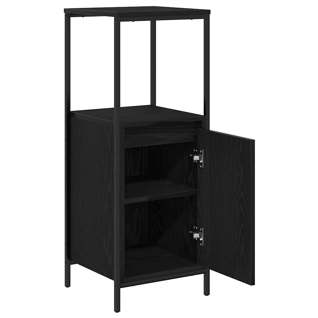 Mobile Da Bagno Con Ripiani Rovere Nero 36X35X95 Cm