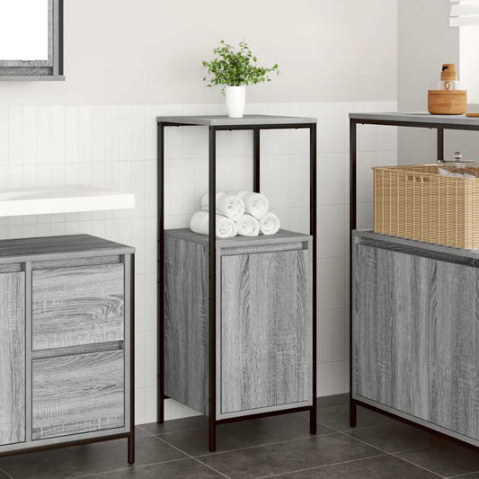 Mobile Da Bagno Con Ripiani Grigio Sonoma 36X35X95 Cm