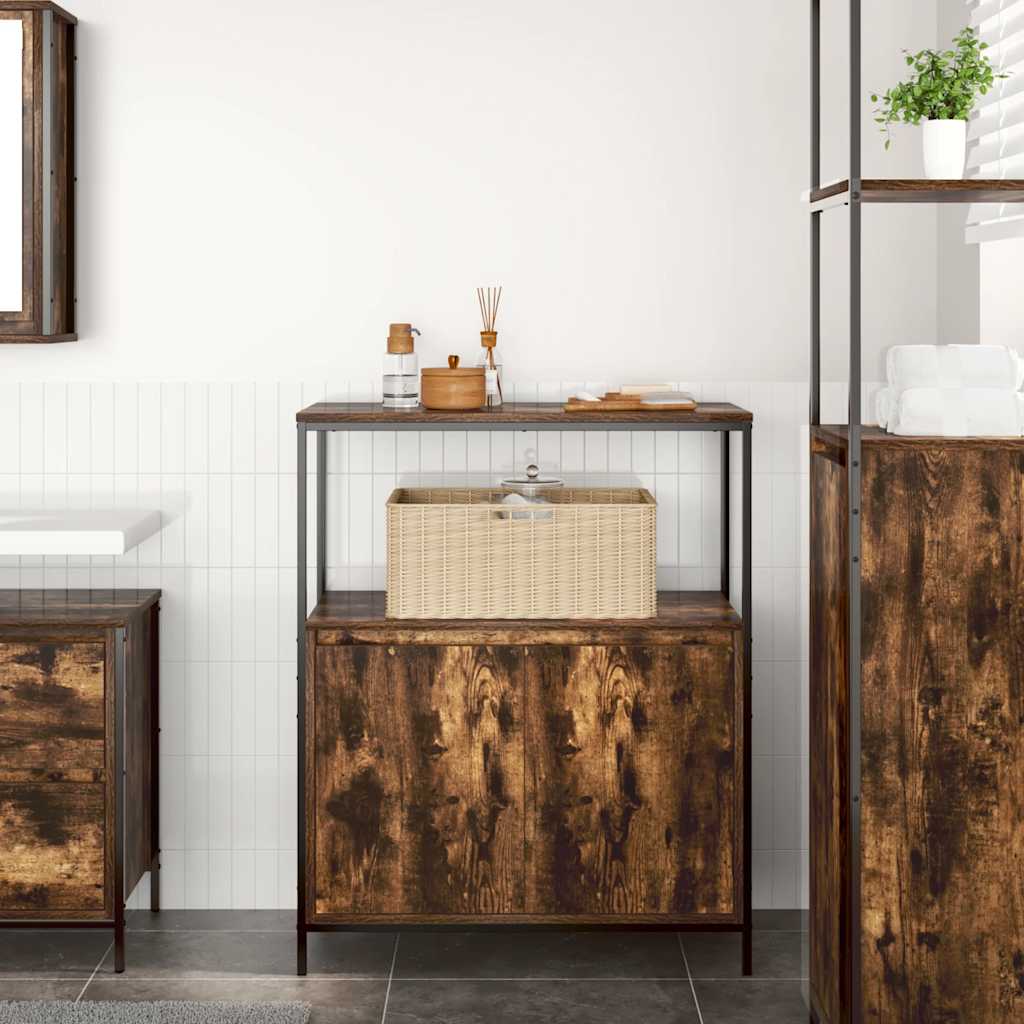 Mobile Da Bagno Con Ripiani Rovere Fumo 76,5X35X95 Cm