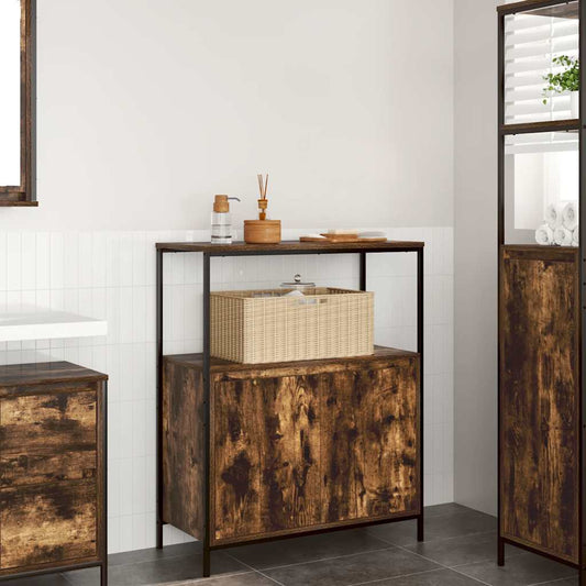 Mobile Da Bagno Con Ripiani Rovere Fumo 76,5X35X95 Cm