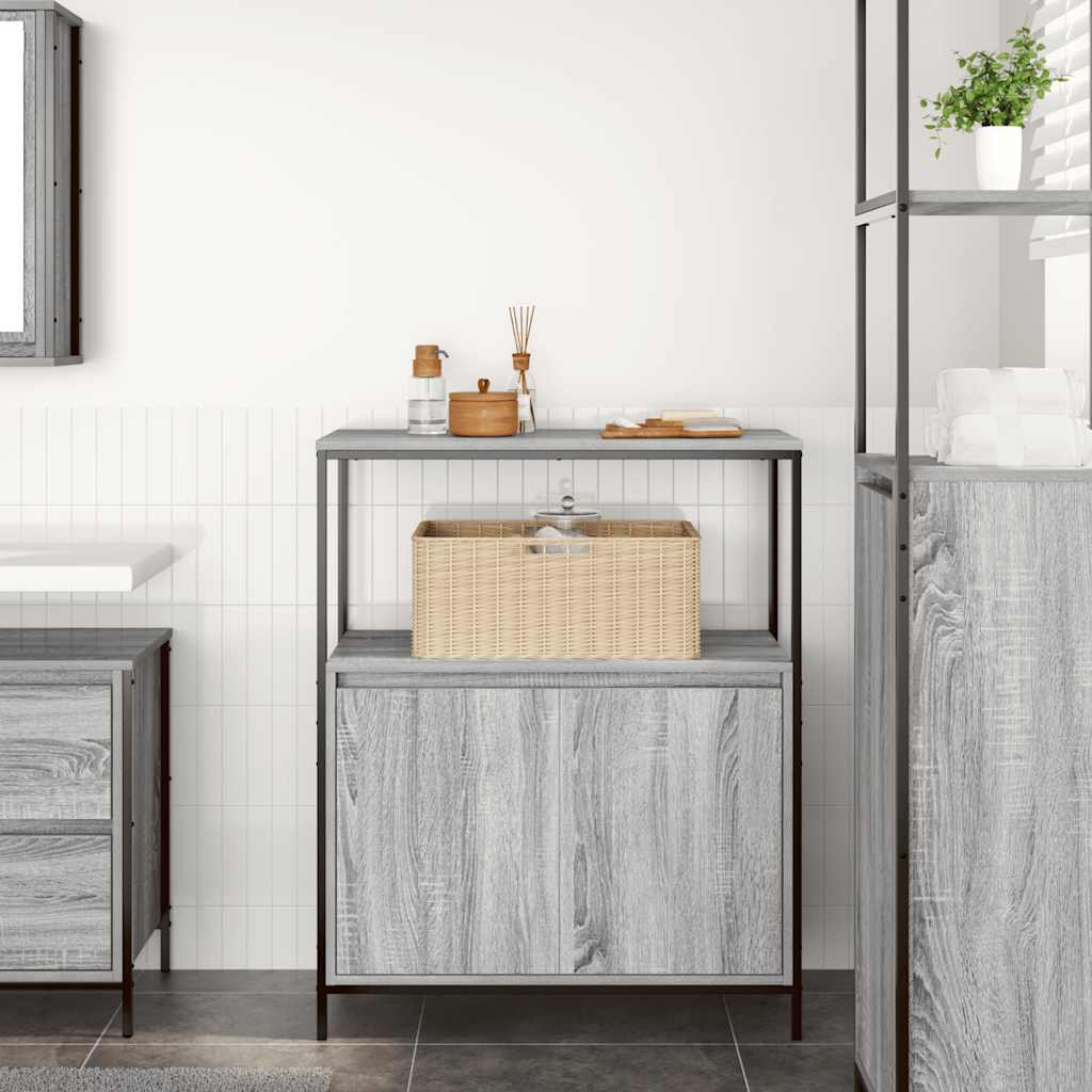Mobile Da Bagno Con Ripiani Grigio Sonoma 76,5X35X95 Cm