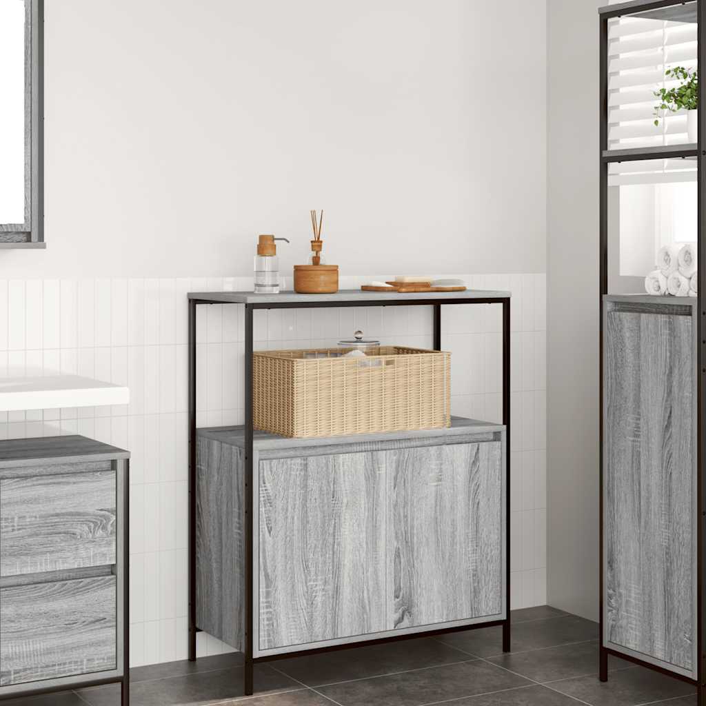 Mobile Da Bagno Con Ripiani Grigio Sonoma 76,5X35X95 Cm