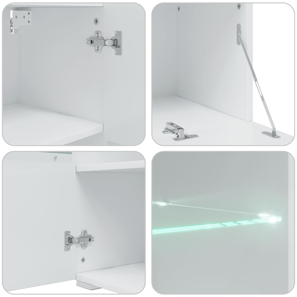 Unità Tv 5 Pz Con Illuminazione A Led Nero Opaco Truciolato
