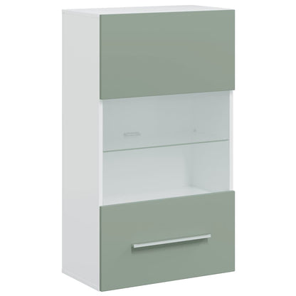 Mobile Tv 5 Pz Con Illuminazione A Led Verde Oliva Truciolato