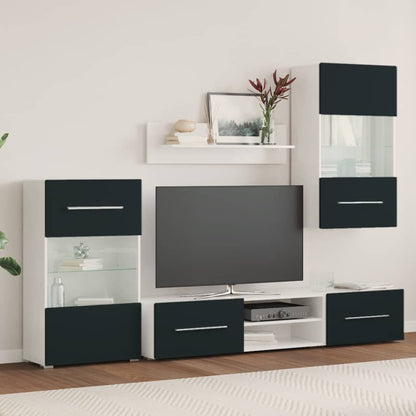 Unità Tv 5 Pz Con Illuminazione A Led Indaco Opaco Truciolato