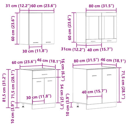 Set Di Mobili Da Cucina 4 Pz In Truciolato
