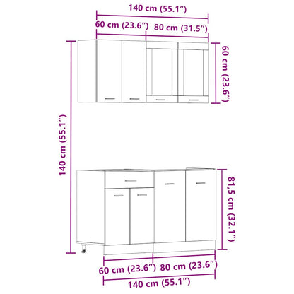 Set Di Mobili Da Cucina 4 Pz In Truciolato