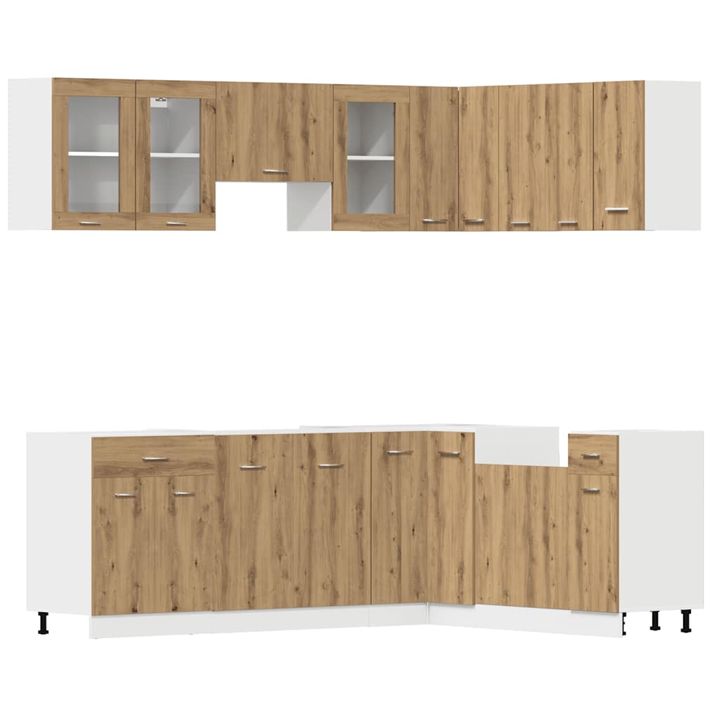 Set Di Mobili Da Cucina 11 Pz Rovere Artigianale Truciolato